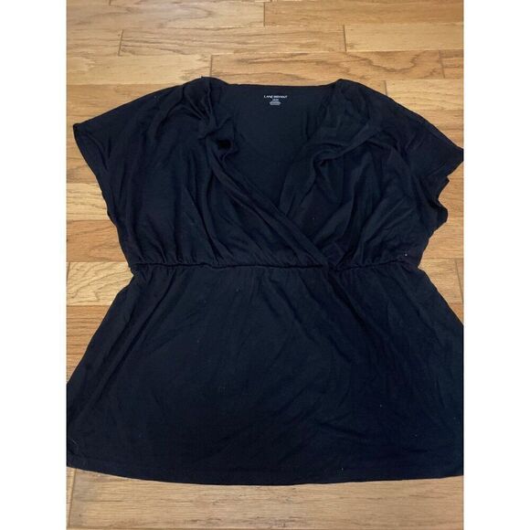 Lane Bryant Women's Basic Black short sleeve V-Neck Wrap Top Size 18/20 - Picture 1 of 8